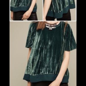 Maeve from Anthropologie festive green velvet top!